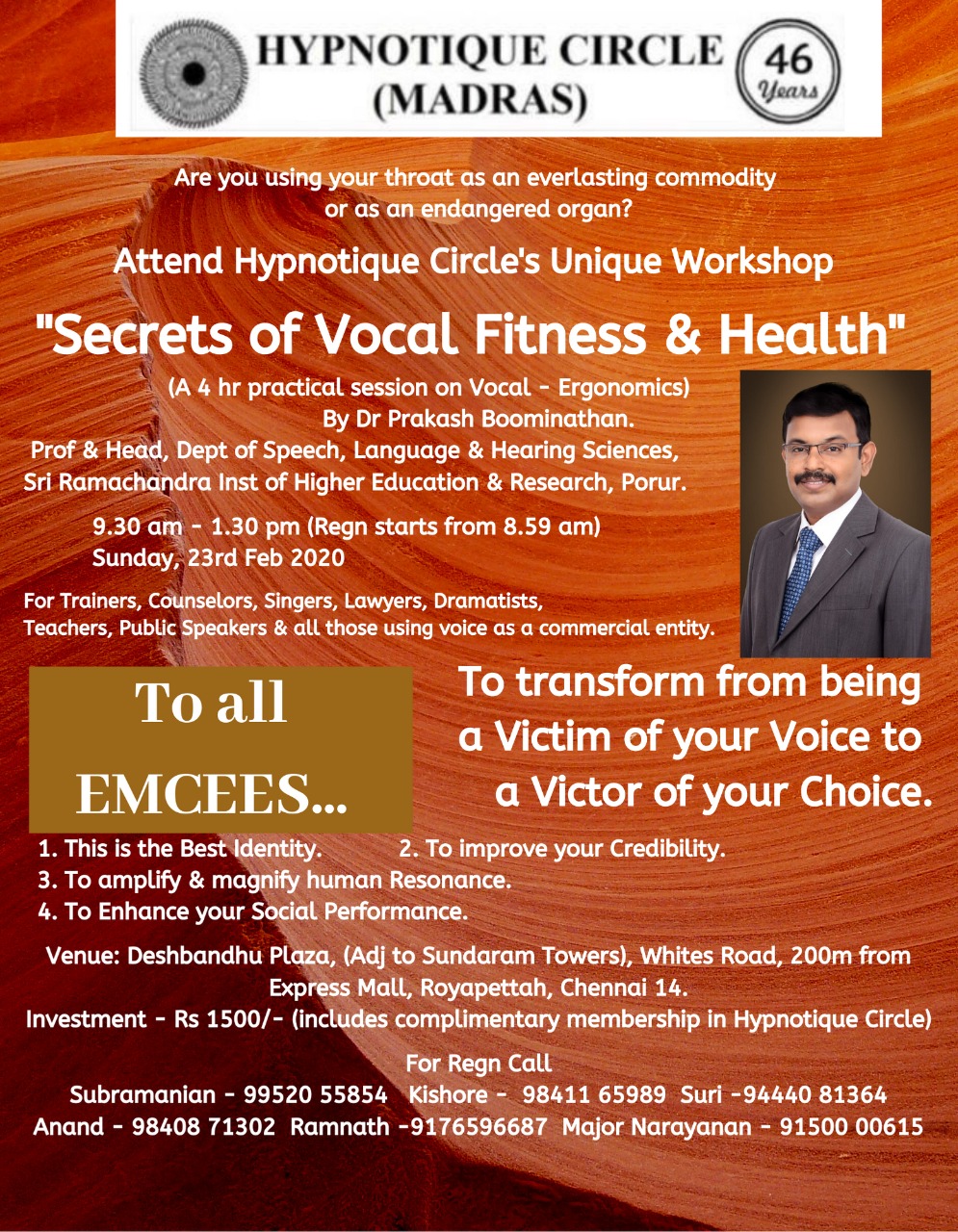 Secrets of Vocal Fitness & Health - Practical Session on Vocal - Ergonomics for Emcees