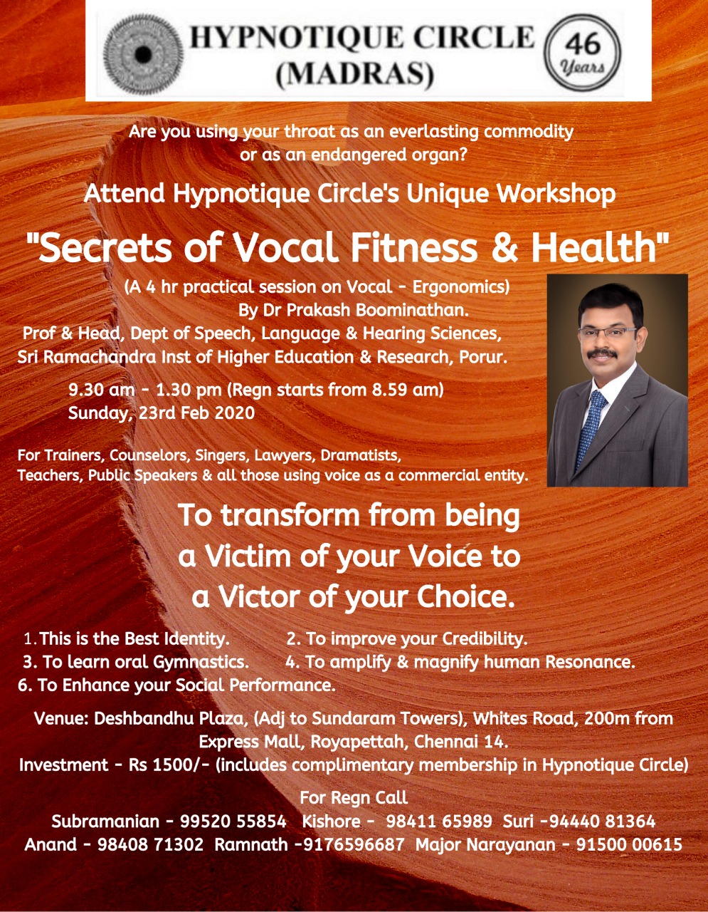 Secrets of Vocal Fitness & Health - Practical Session on Vocal - Ergonomics